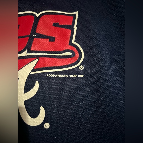 Vintage 1999 Atlanta Braves Jersey Logo Athletics Blue Red Sz XL MLB Baseball - Picture 4 of 9